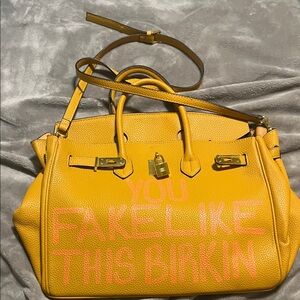 “You Fake like..” Yellow Satchel dust bag